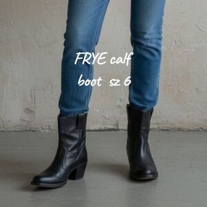 Frye Black Heeled Boots Western Style